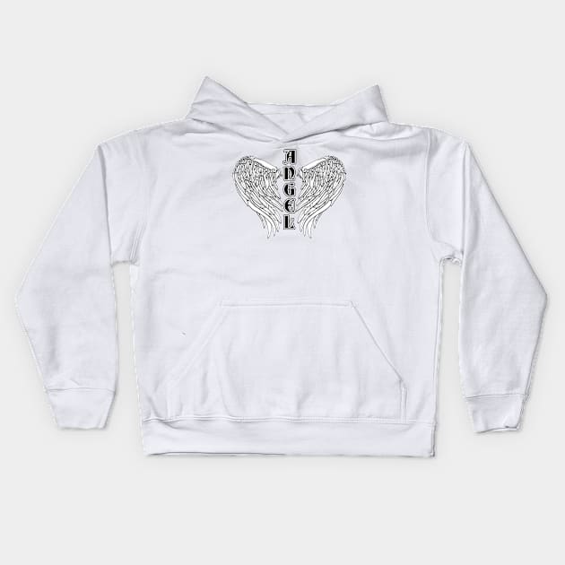 Black Gothic Angel Wings Kids Hoodie by Suprise MF